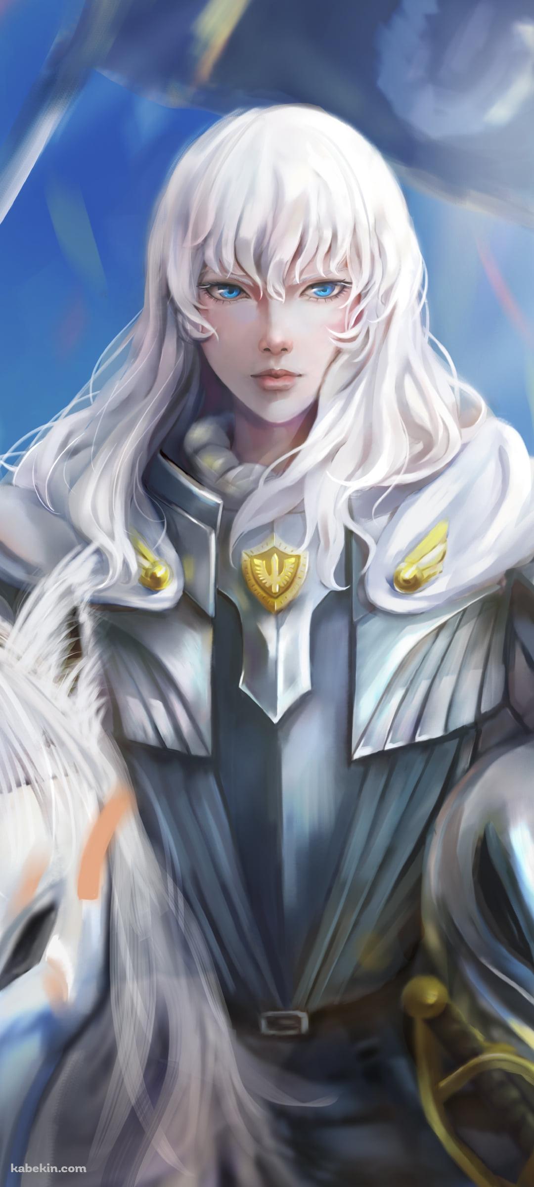 白馬に乗るグリフィス / 鷹の団 / 白い鷹 / ベルセルクのAndroidの壁紙(1080px x 2400px) スマホ用