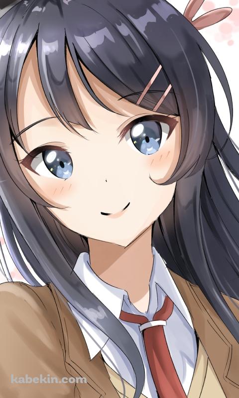 制服姿の可愛い桜島麻衣 / 赤いネクタイ / 青春ブタ野郎はバニーガール先輩の夢を見ないのAndroidの壁紙(480px x 800px) スマホ用