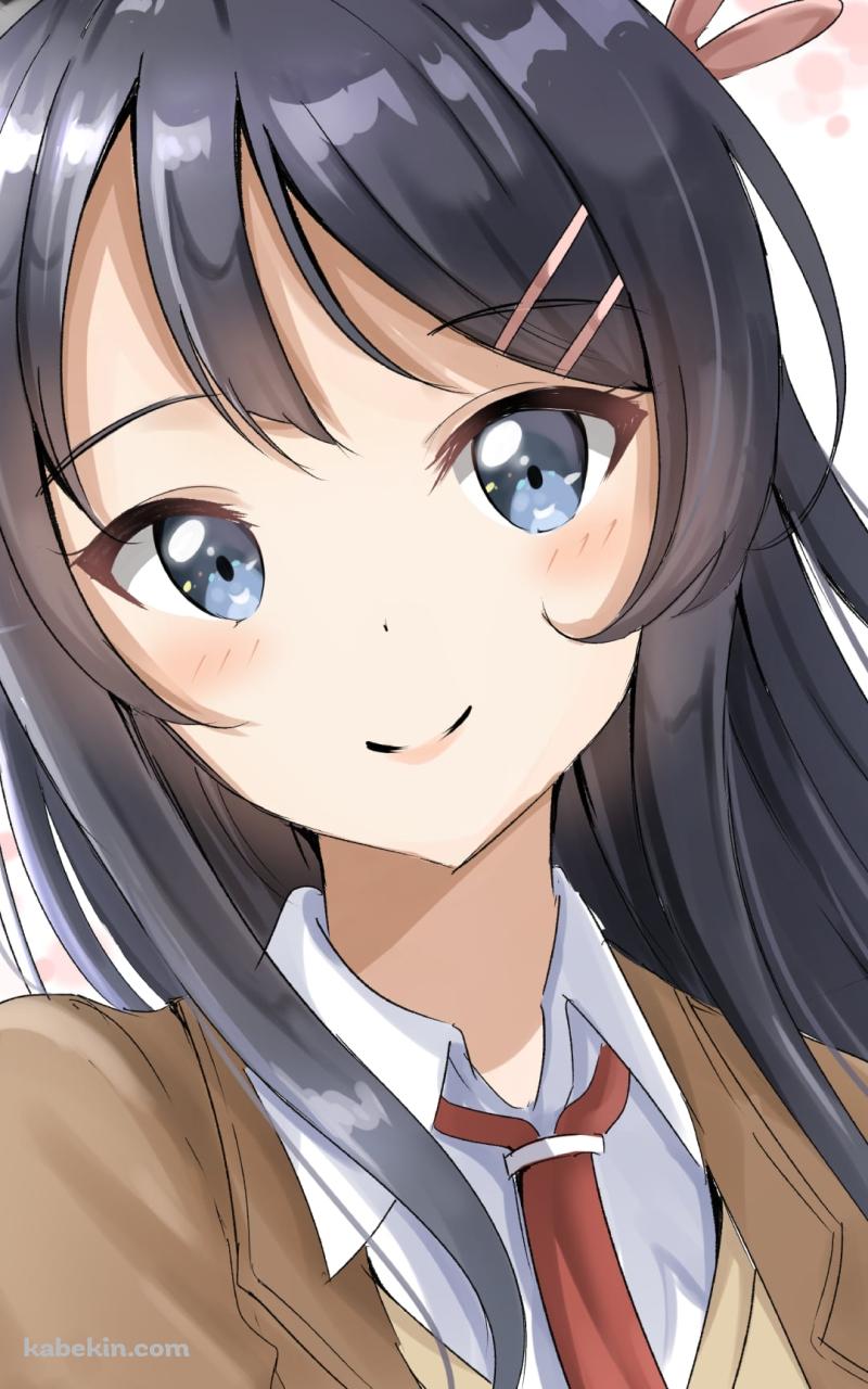 制服姿の可愛い桜島麻衣 / 赤いネクタイ / 青春ブタ野郎はバニーガール先輩の夢を見ないのAndroidの壁紙(800px x 1280px) スマホ用