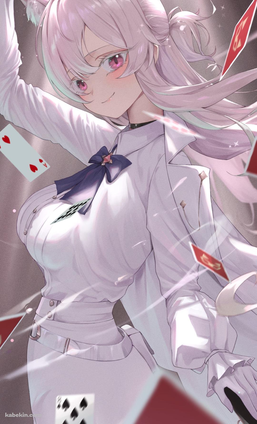 沢山のトランプとこちらを見つめる清澄アキラ / ブルアカ / ブルーアーカイブのAndroidの壁紙(1080px x 1776px) スマホ用