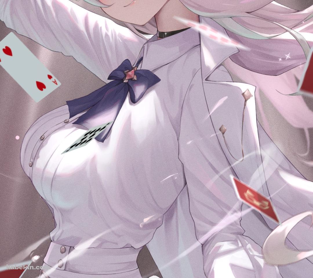 沢山のトランプとこちらを見つめる清澄アキラ / ブルアカ / ブルーアーカイブのAndroidの壁紙(1080px x 960px) スマホ用