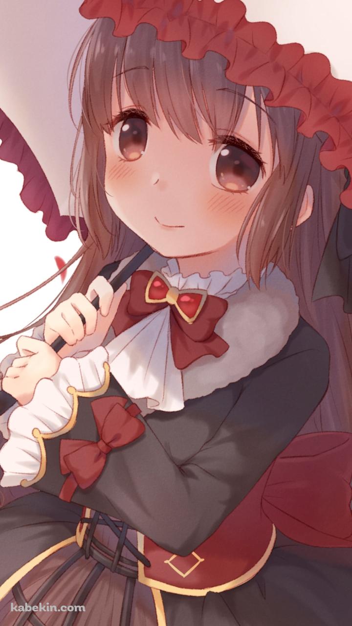 赤いリボンのついた日傘をさした可愛い里見灯花 / 魔法少女まどか☆マギカのAndroidの壁紙(720px x 1280px) スマホ用