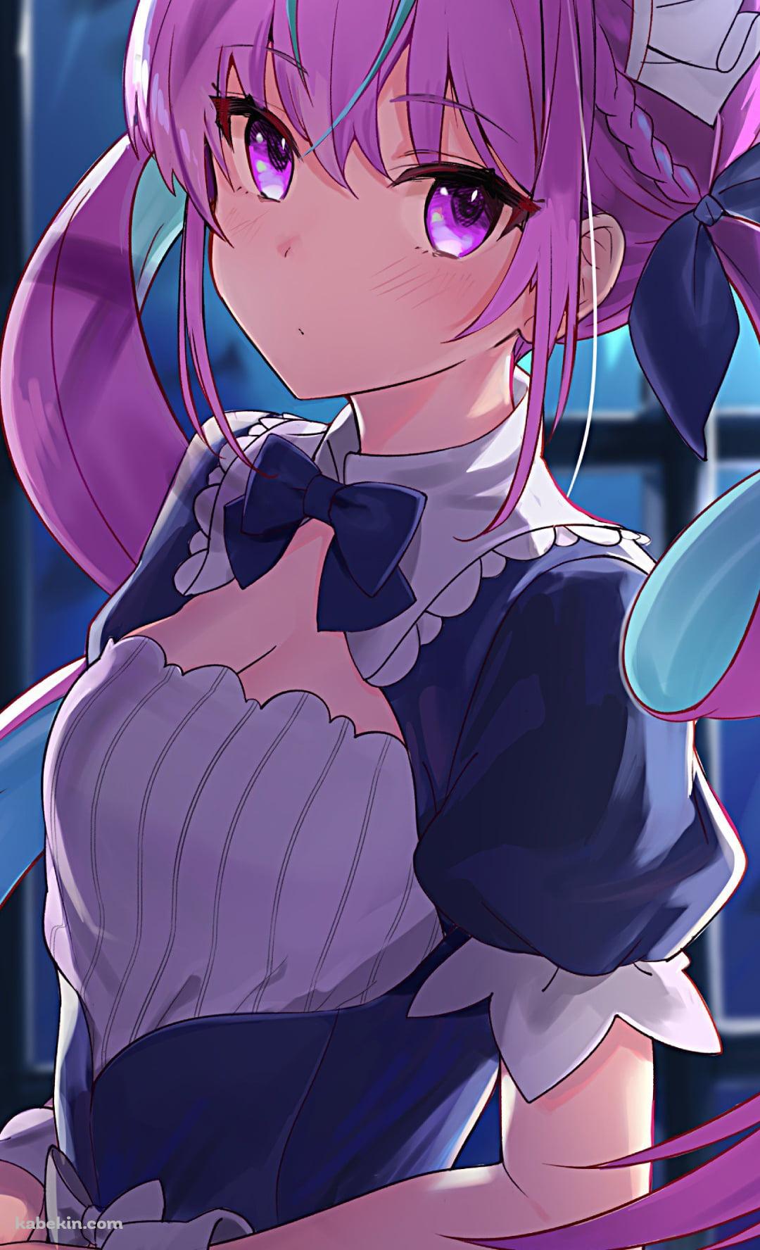 両手を組むメイド姿の可愛い湊あくあ / ホロライブ / バーチャルYouTuber / VtuberのAndroidの壁紙(1080px x 1776px) スマホ用