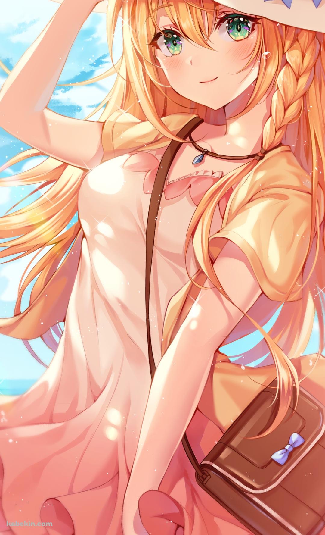 海沿いで笑顔でポーズをする可愛いぺコリーヌ / プリンセスコネクト!re:diveのAndroidの壁紙(1080px x 1776px) スマホ用
