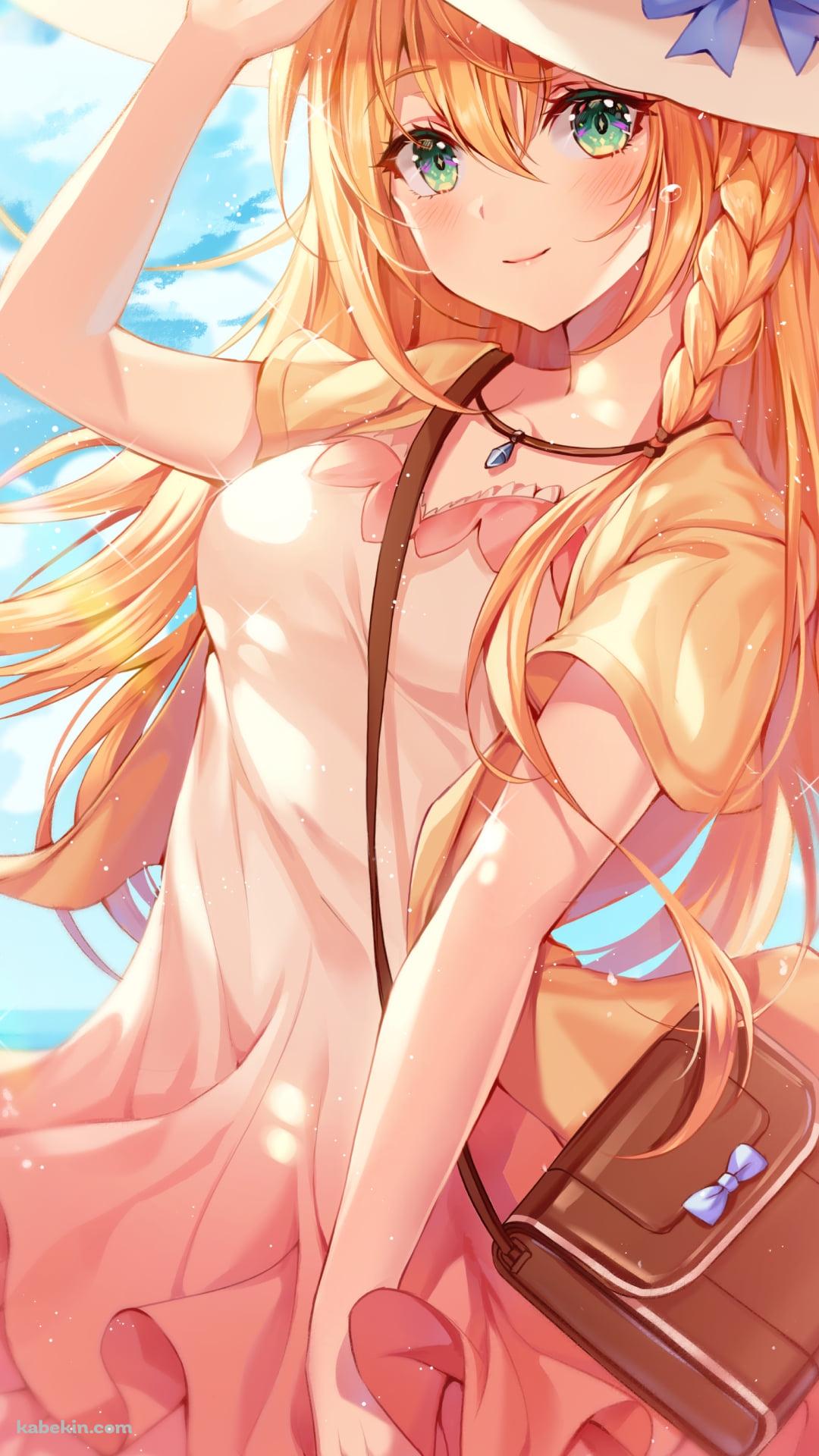 海沿いで笑顔でポーズをする可愛いぺコリーヌ / プリンセスコネクト!re:diveのAndroidの壁紙(1080px x 1920px) スマホ用