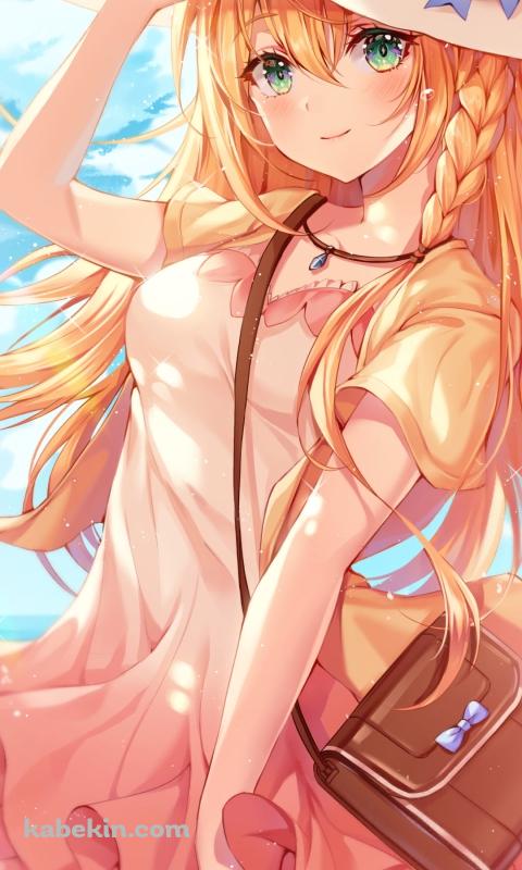海沿いで笑顔でポーズをする可愛いぺコリーヌ / プリンセスコネクト!re:diveのAndroidの壁紙(480px x 800px) スマホ用