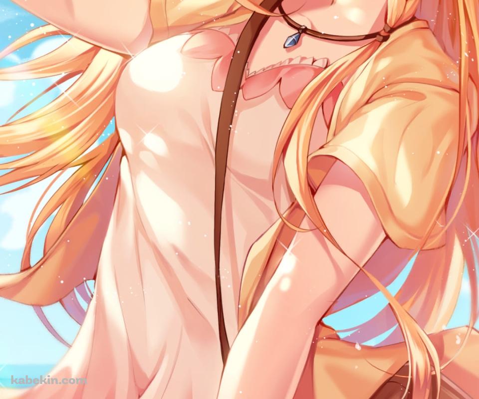 海沿いで笑顔でポーズをする可愛いぺコリーヌ / プリンセスコネクト!re:diveのAndroidの壁紙(960px x 800px) スマホ用