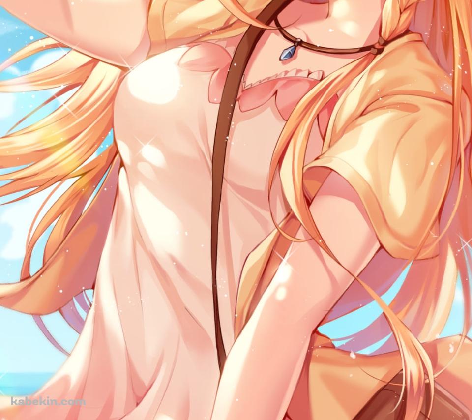 海沿いで笑顔でポーズをする可愛いぺコリーヌ / プリンセスコネクト!re:diveのAndroidの壁紙(960px x 854px) スマホ用