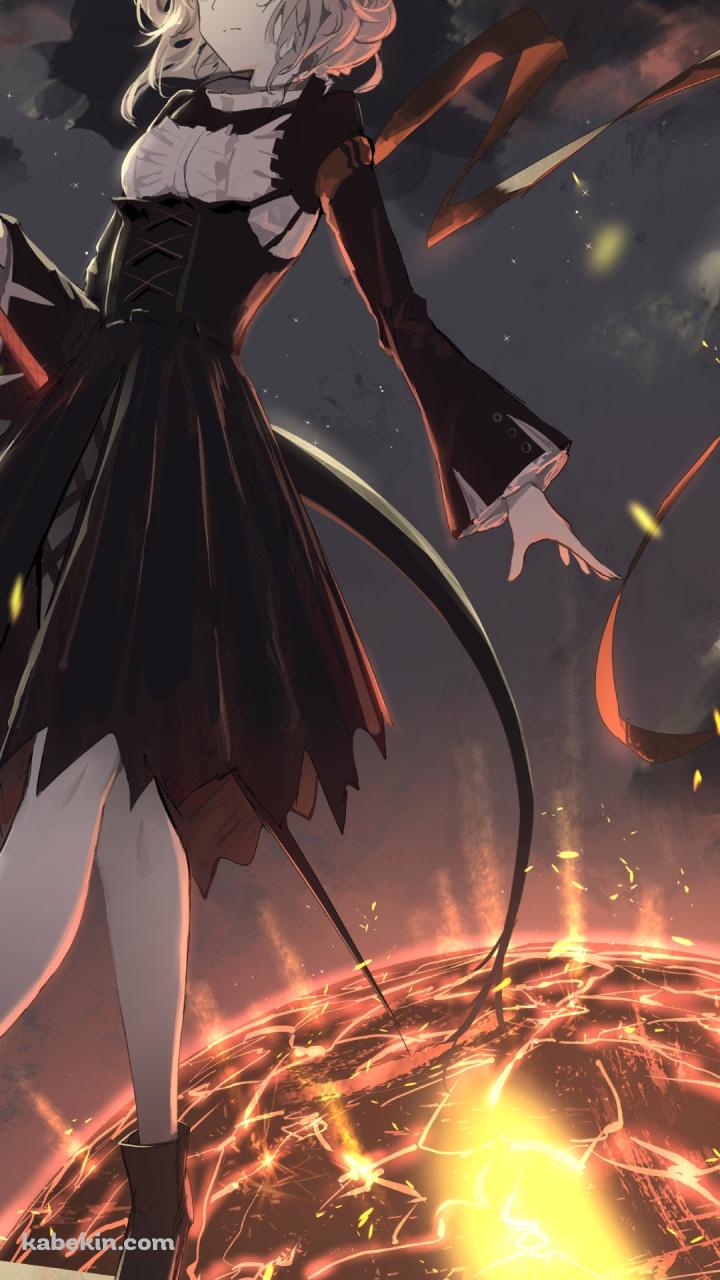 燃える惑星と黒いドレスを着た可愛いタルラ / アークナイツのAndroidの壁紙(720px x 1280px) スマホ用