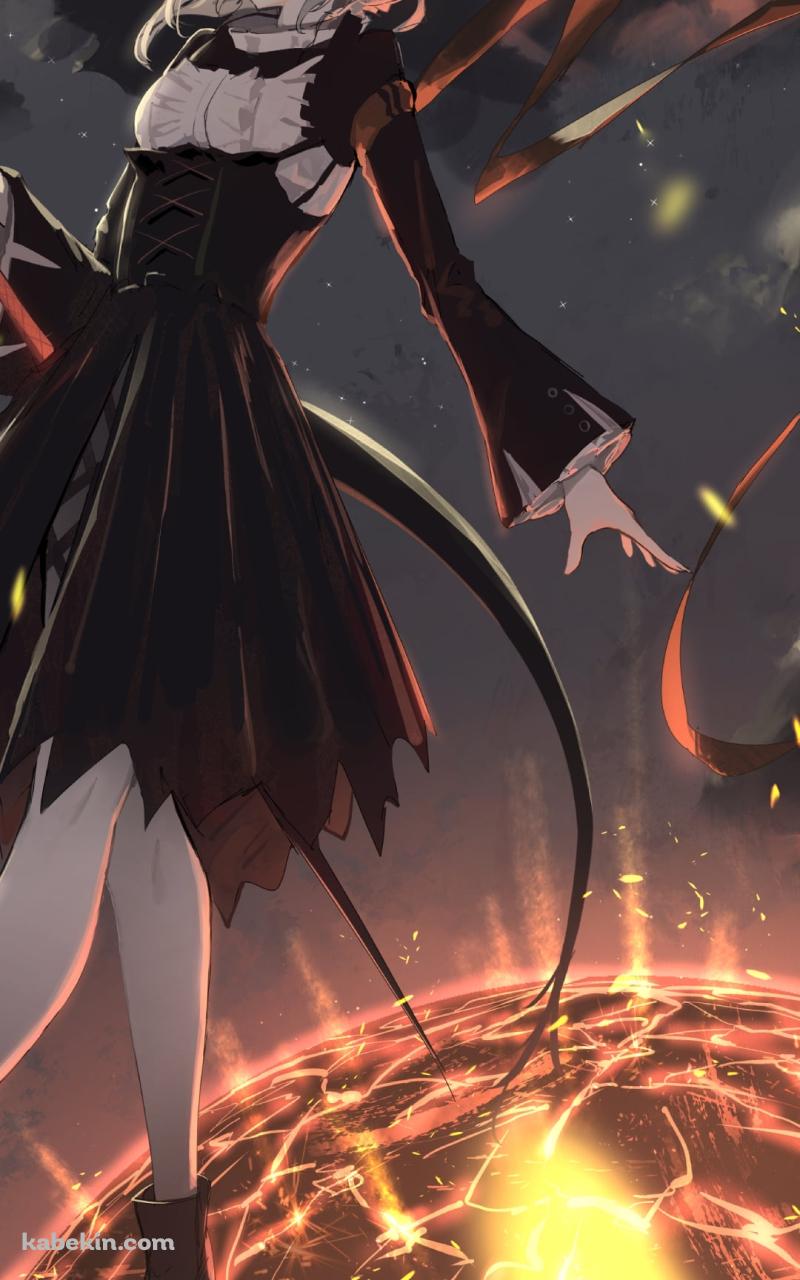 燃える惑星と黒いドレスを着た可愛いタルラ / アークナイツのAndroidの壁紙(800px x 1280px) スマホ用