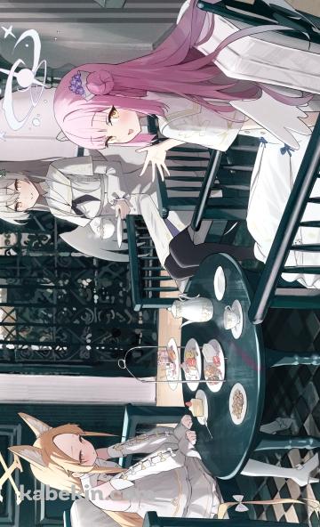 お茶会をする可愛い聖園ミカ、百合園セイア、桐藤ナギサ / ブルアカ / ブルーアーカイブのAndroidの壁紙(360px x 592px) スマホ用