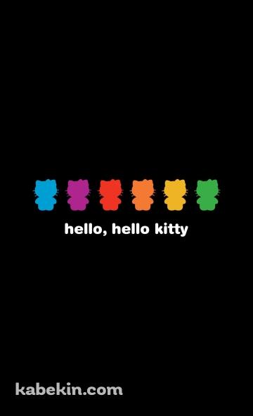 カラフルなキティちゃんのシルエット / hello hello kittyのAndroidの壁紙(360px x 592px) スマホ用