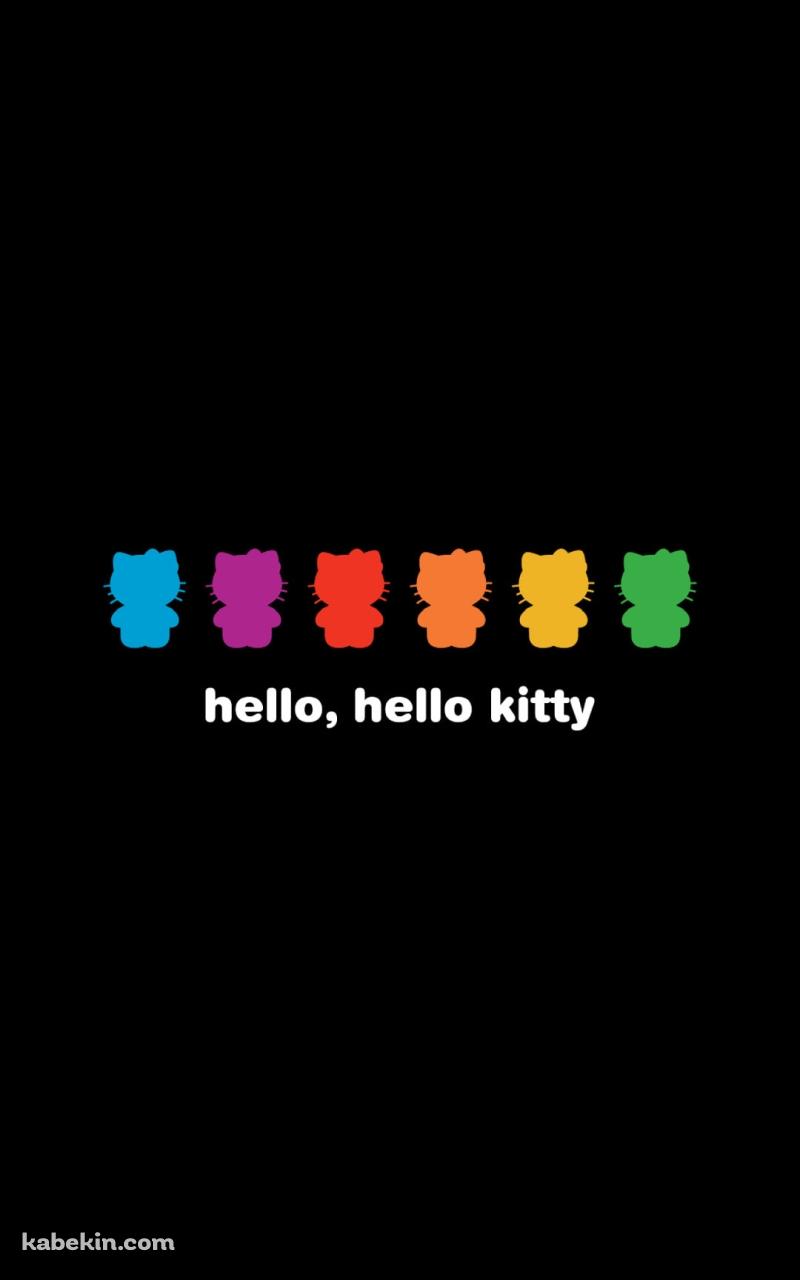 カラフルなキティちゃんのシルエット / hello hello kittyのAndroidの壁紙(800px x 1280px) スマホ用