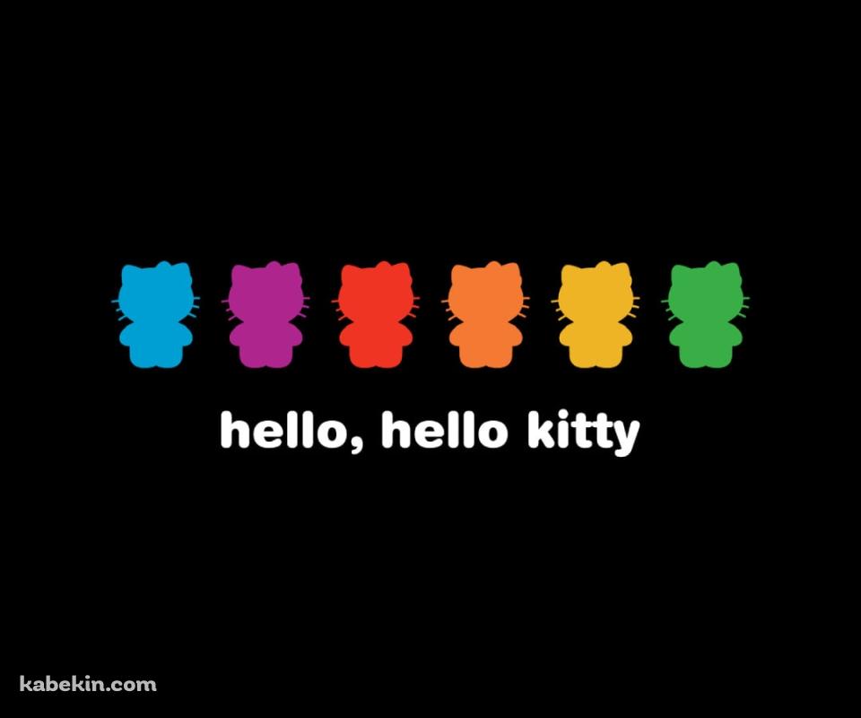 カラフルなキティちゃんのシルエット / hello hello kittyのAndroidの壁紙(960px x 800px) スマホ用