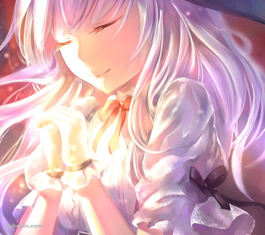 雪が降る中で目をつぶり祈る可愛いエレバス / アズールレーンのAndroidの壁紙(1080px x 960px) スマホ用