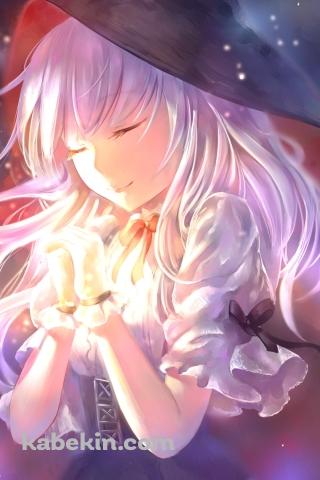 雪が降る中で目をつぶり祈る可愛いエレバス / アズールレーンのAndroidの壁紙(320px x 480px) スマホ用