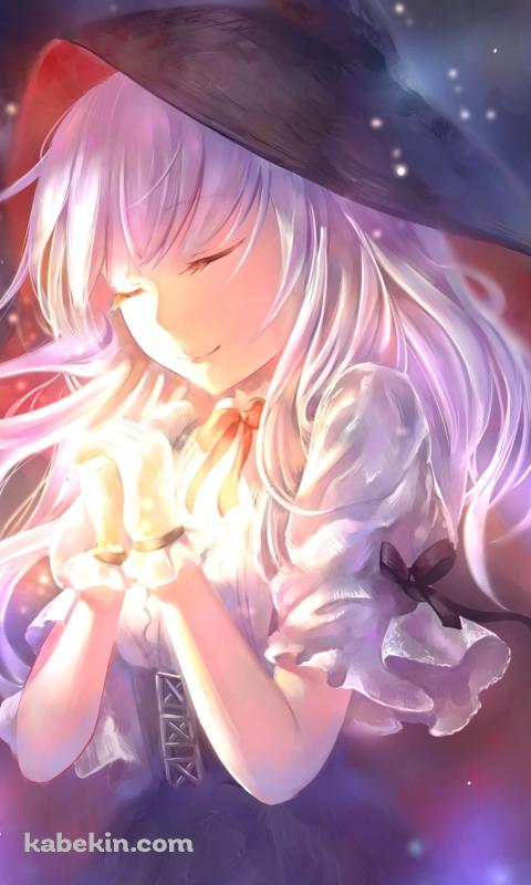 雪が降る中で目をつぶり祈る可愛いエレバス / アズールレーンのAndroidの壁紙(480px x 800px) スマホ用