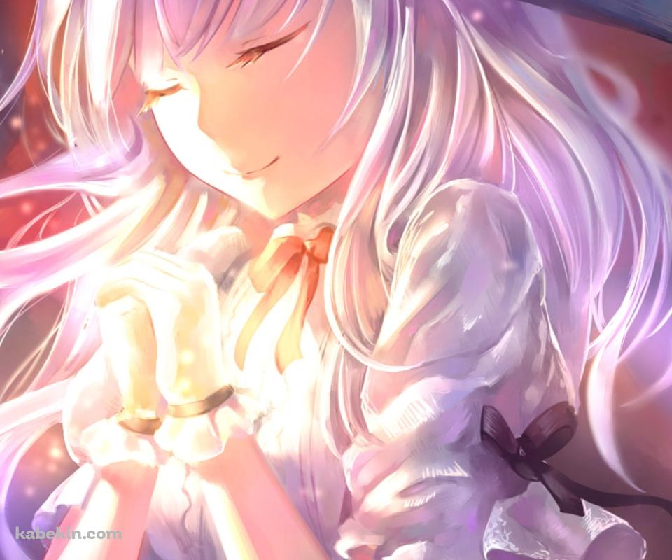 雪が降る中で目をつぶり祈る可愛いエレバス / アズールレーンのAndroidの壁紙(960px x 800px) スマホ用