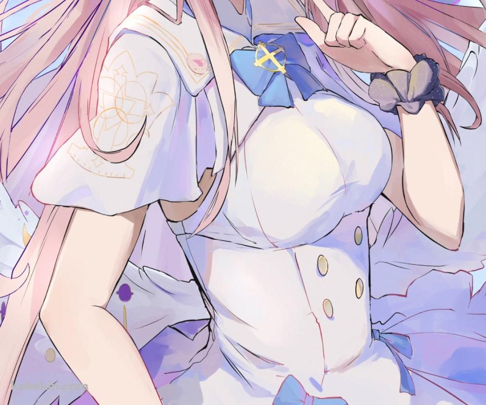 左手で指さす可愛い聖園ミカ / ブルアカ / ブルーアーカイブのAndroidの壁紙(960px x 800px) スマホ用