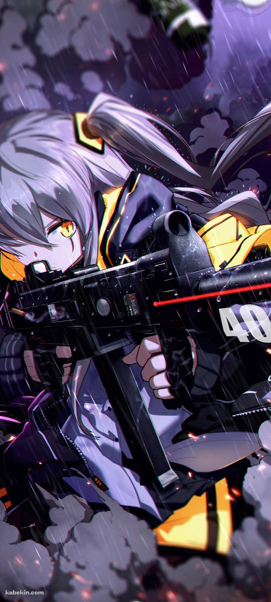 噴煙の中 銃をかまえるUMP45 / ドールズフロントラインのAndroidの壁紙(1080px x 2400px) スマホ用