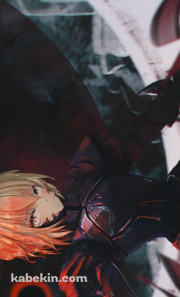 黒と赤の波動を作るかっこいいセイバーオルタ / アルトリア・ペンドラゴン / Fate/grand orderのAndroidの壁紙(360px x 592px) スマホ用