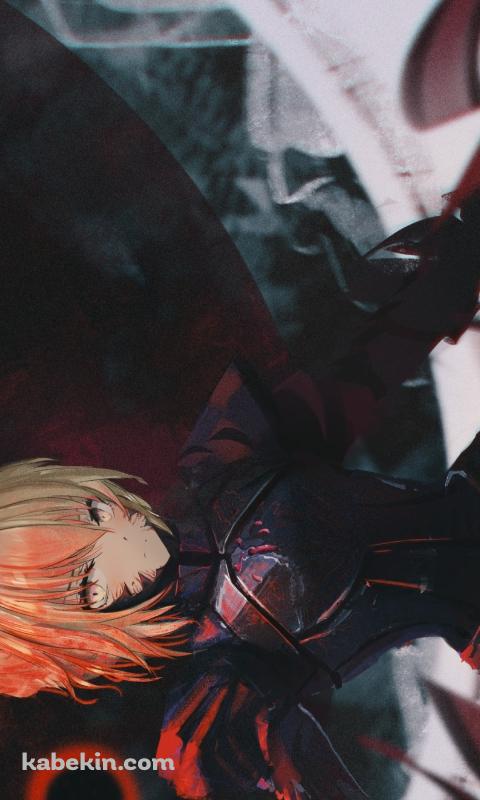 黒と赤の波動を作るかっこいいセイバーオルタ / アルトリア・ペンドラゴン / Fate/grand orderのAndroidの壁紙(480px x 800px) スマホ用