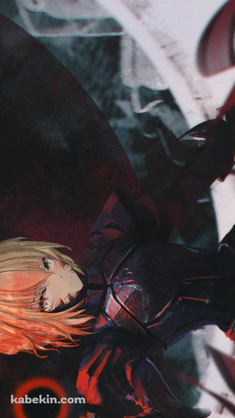 黒と赤の波動を作るかっこいいセイバーオルタ / アルトリア・ペンドラゴン / Fate/grand orderのAndroidの壁紙(480px x 854px) スマホ用