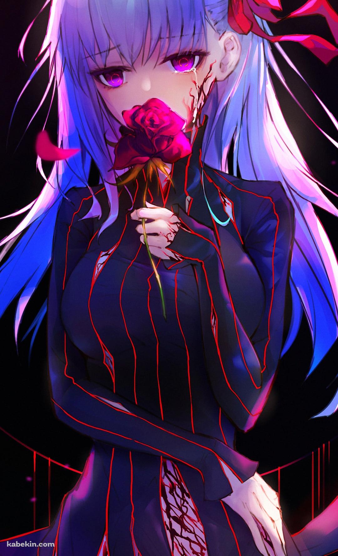 赤い薔薇と間桐桜 / 黒桜 / フェイト／ステイナイトのAndroidの壁紙(1080px x 1776px) スマホ用