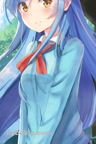 地べたに座る可愛い古橋文乃 / ぼくたちは勉強ができないのAndroidの壁紙(320px x 480px) スマホ用