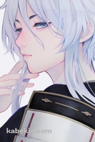 白髪に指をかける白山吉光 / 刀剣乱舞のAndroidの壁紙(320px x 480px) スマホ用