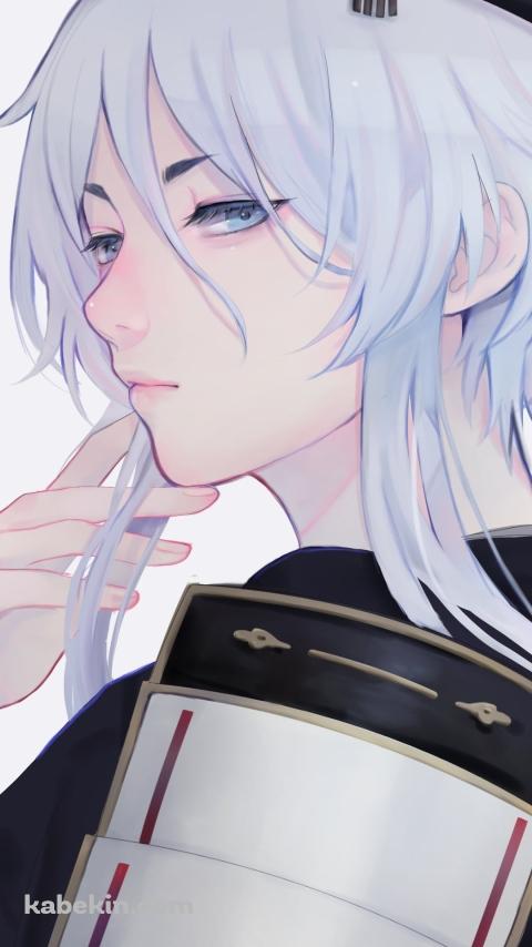 白髪に指をかける白山吉光 / 刀剣乱舞のAndroidの壁紙(480px x 854px) スマホ用