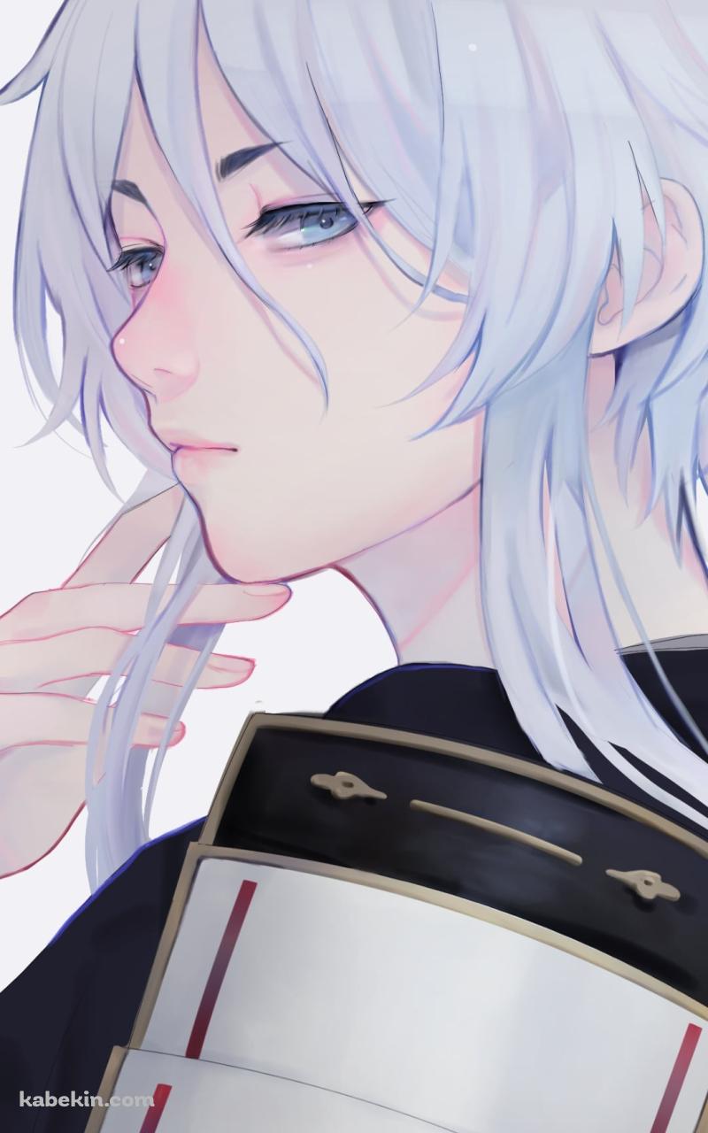 白髪に指をかける白山吉光 / 刀剣乱舞のAndroidの壁紙(800px x 1280px) スマホ用