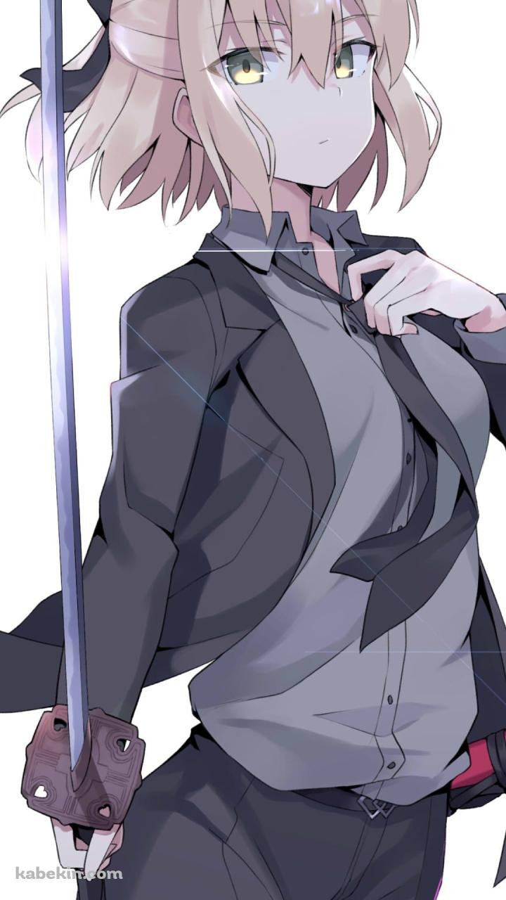 黒いスーツを着た沖田総司 / Fate/grand orderのAndroidの壁紙(720px x 1280px) スマホ用
