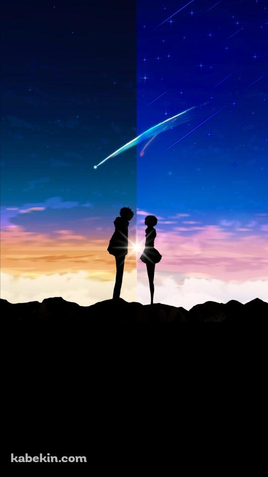 向かい合う宮水三葉と立花瀧 / 君の名は。のAndroidの壁紙(540px x 960px) スマホ用