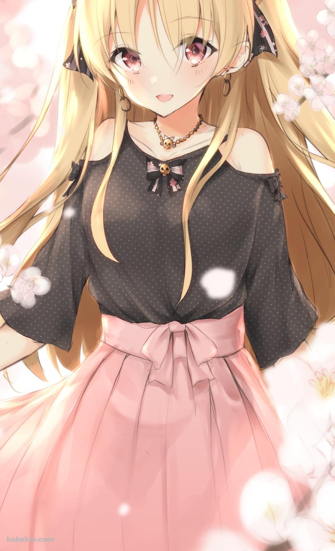 ピンクの桜に囲まれた可愛いエレシュキガル / Fate/grand orderのAndroidの壁紙(1080px x 1776px) スマホ用