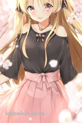ピンクの桜に囲まれた可愛いエレシュキガル / Fate/grand orderのAndroidの壁紙(320px x 480px) スマホ用