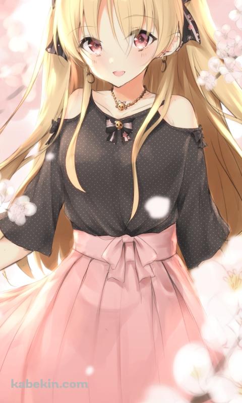 ピンクの桜に囲まれた可愛いエレシュキガル / Fate/grand orderのAndroidの壁紙(480px x 800px) スマホ用