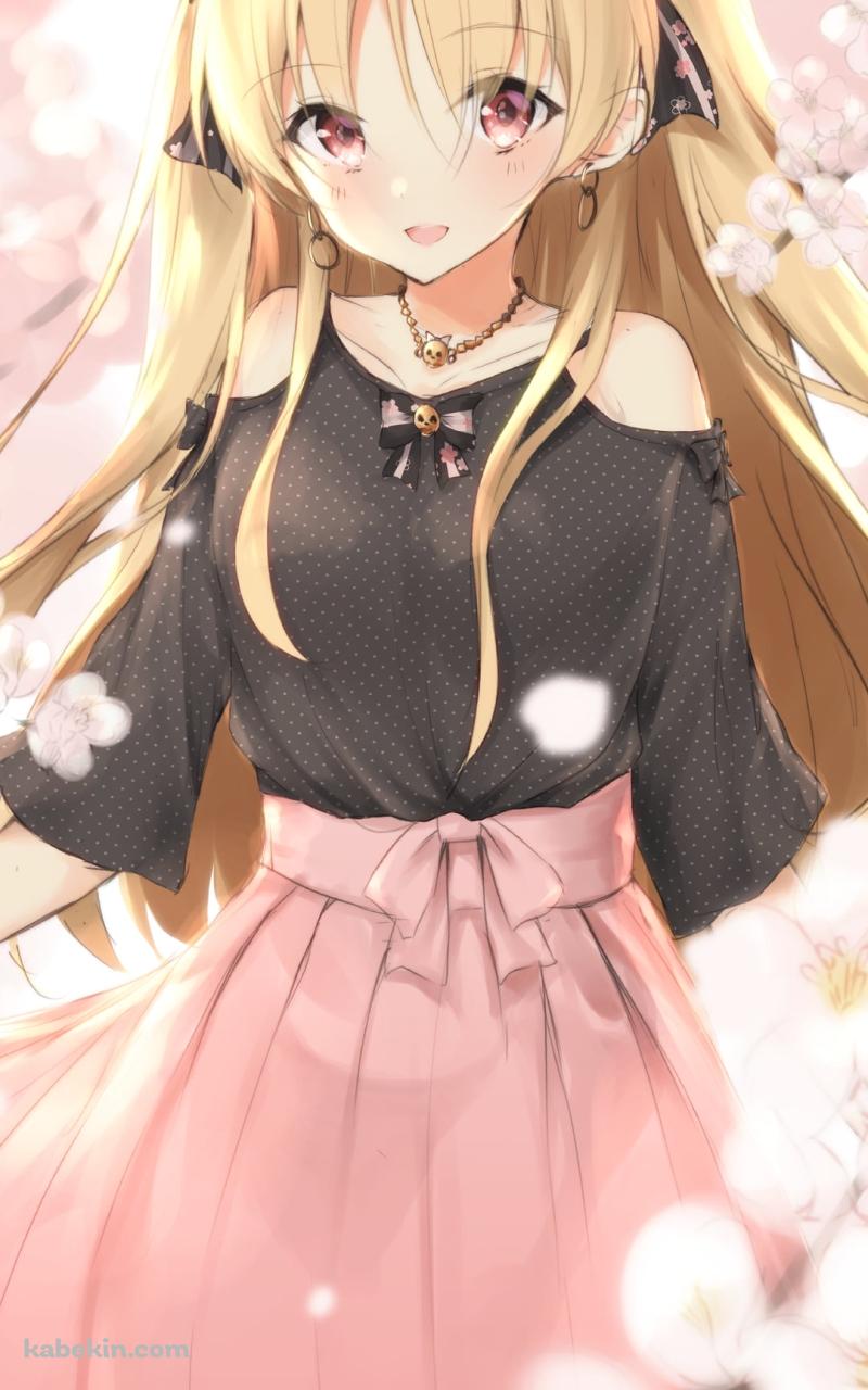 ピンクの桜に囲まれた可愛いエレシュキガル / Fate/grand orderのAndroidの壁紙(800px x 1280px) スマホ用