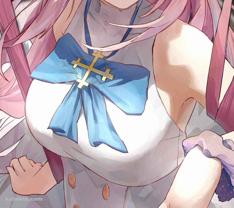 スカートの裾を持つ笑顔の聖園ミカ / ブルアカ / ブルーアーカイブのAndroidの壁紙(960px x 854px) スマホ用