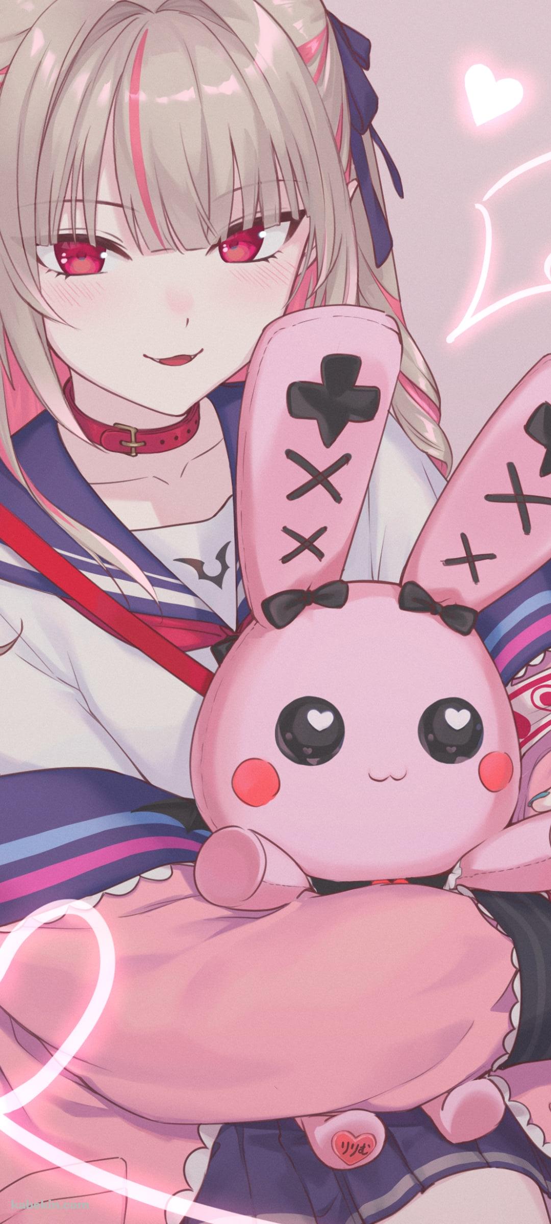 ピンクのウサギと魔界ノりりむ / サキュバス / にじさんじゲーマーズ / バーチャルYouTuber / VtuberのAndroidの壁紙(1080px x 2400px) スマホ用