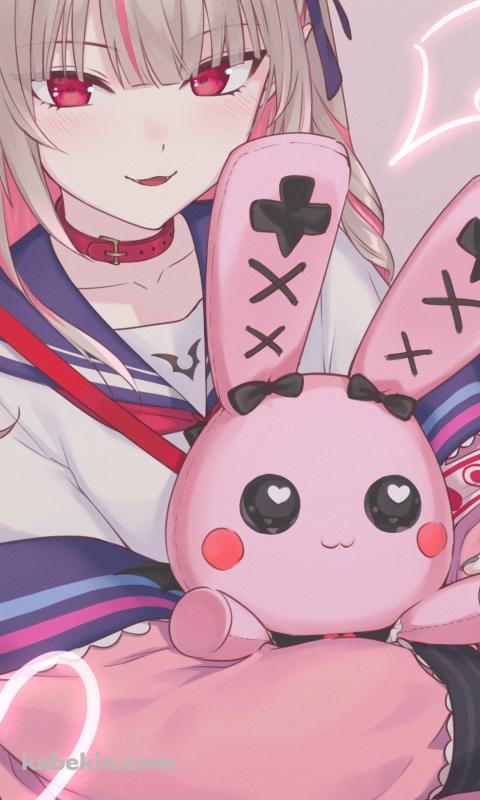 ピンクのウサギと魔界ノりりむ / サキュバス / にじさんじゲーマーズ / バーチャルYouTuber / VtuberのAndroidの壁紙(480px x 800px) スマホ用
