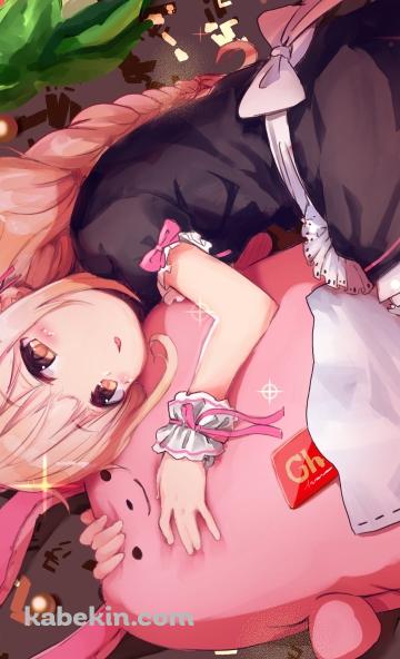 ピンクのウサギに抱き着く可愛い双葉杏 / アイドルマスターシンデレラガールズのAndroidの壁紙(360px x 592px) スマホ用