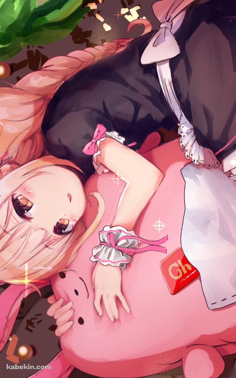 ピンクのウサギに抱き着く可愛い双葉杏 / アイドルマスターシンデレラガールズのAndroidの壁紙(800px x 1280px) スマホ用