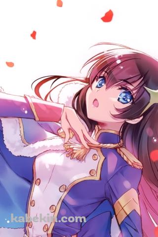 赤い花弁とスポットライトに照らされた神楽ひかり / 少女☆歌劇 レヴュースタァライトのAndroidの壁紙(320px x 480px) スマホ用