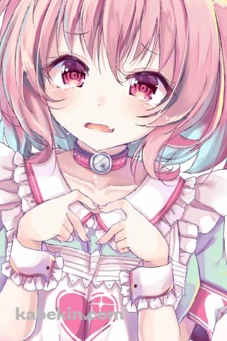 泣きながら手でハートを作る可愛い夢見りあむ / アイドルマスターシンデレラガールズのAndroidの壁紙(320px x 480px) スマホ用