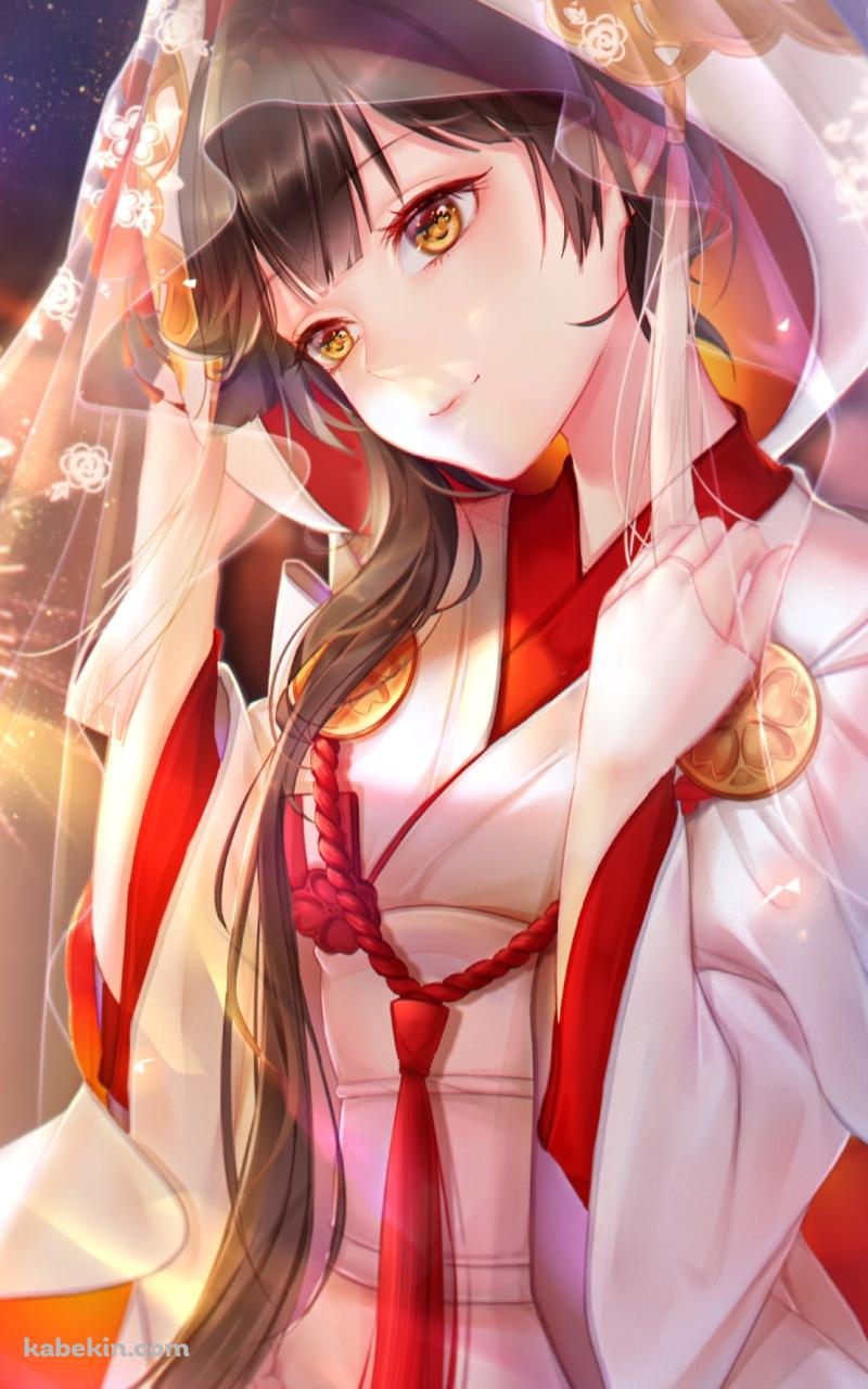 白い着物を着た高雄 / アズールレーンのAndroidの壁紙(800px x 1280px) スマホ用
