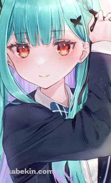 黒のリボンで髪を結わく潤羽るしあ / ホロライブ / バーチャルYouTuber / VtuberのAndroidの壁紙(360px x 592px) スマホ用