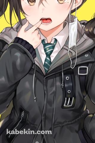 白いマスクを外して口に指をあてる可愛い砂塚あきら / アイドルマスターシンデレラガールズのAndroidの壁紙(320px x 480px) スマホ用
