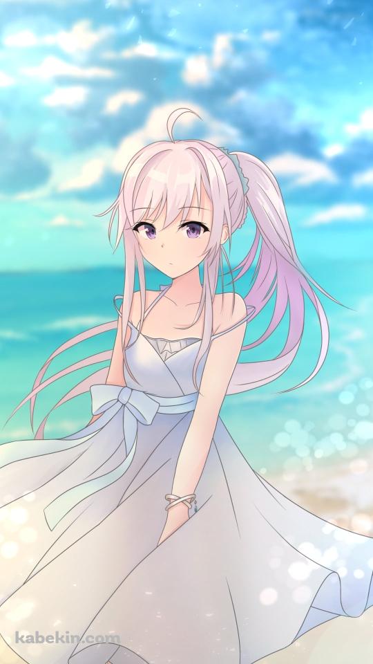 海辺で白いドレスを着た可愛いイレイナ / 魔女の旅々のAndroidの壁紙(540px x 960px) スマホ用