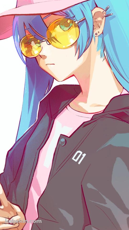 カジュアルファッション 黄色い眼鏡をかけたポップな衣装の初音ミク / ボカロ / ボーカロイドのAndroidの壁紙(540px x 960px) スマホ用